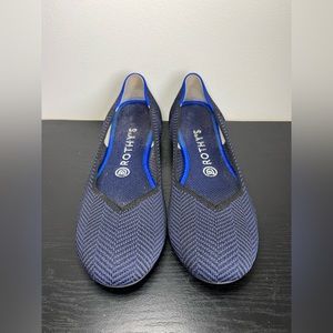 Rothy’s. Navy Blue & Black “The Flat” Washable Slip-On Ballet Flats. Size 8.